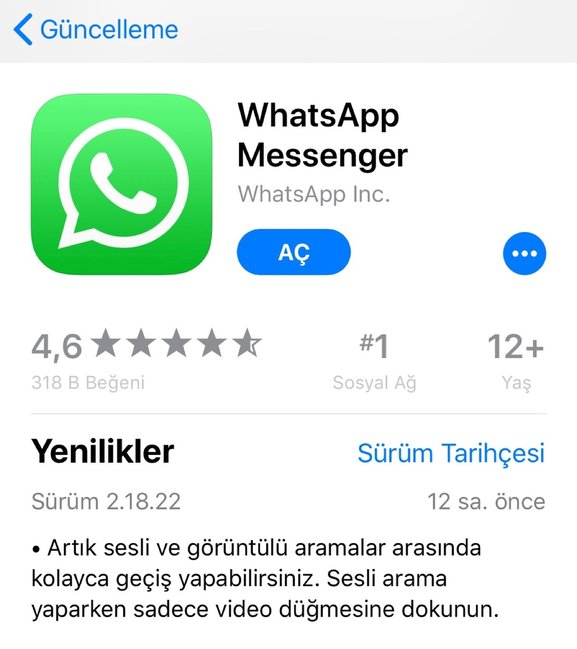 WhatsApp-da YENİLİK