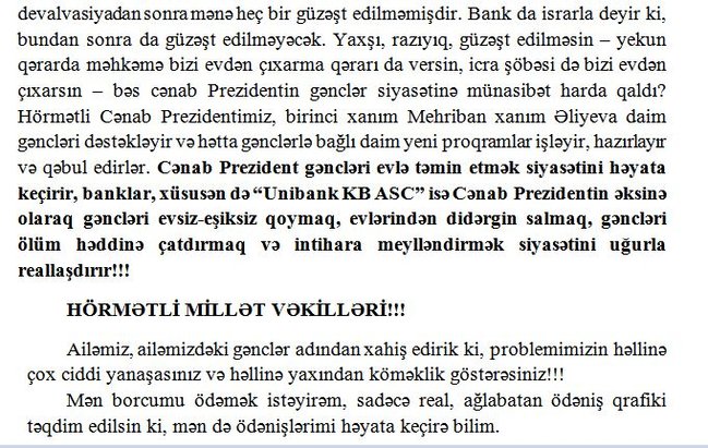 "Bu bankın özbaşınalığı dayanmasa, ailəlikcə İNTİHAR EDƏCƏYİK" - Sahibkar deputatlara ŞİKAYƏT ETDİ