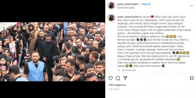 Hacı Şahinin həyat yoldaşı: "Mən elə düşünürdüm ki, sən..." - FOTO