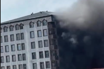 Xırdalanda bina yanır - VİDEO