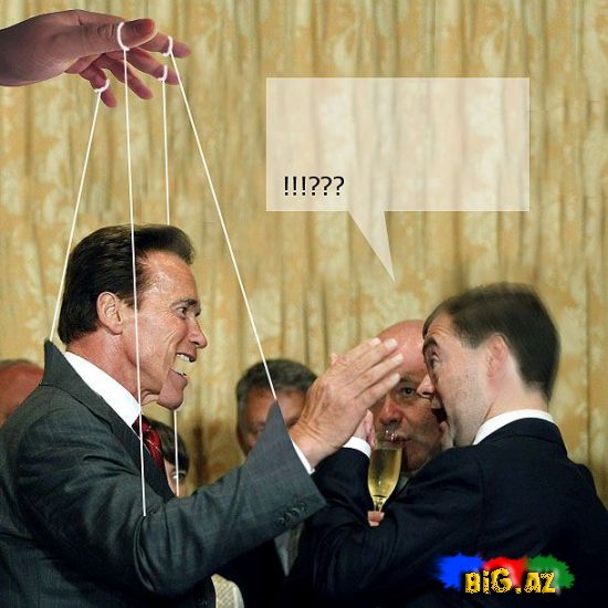 Dmitri Medvedev və Arnold Şvartsenegger görüşündən gülməli kadrlar