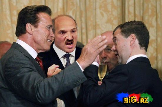 Dmitri Medvedev və Arnold Şvartsenegger görüşündən gülməli kadrlar