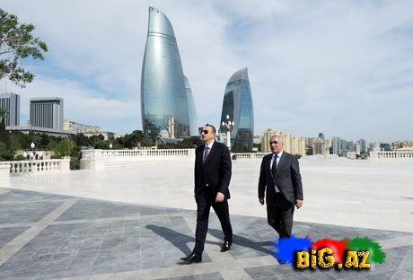 İlham Əliyev Bakını seyr etdi (Fotolar)