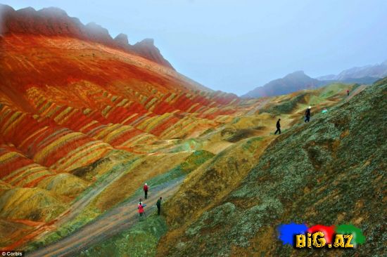 Zhangye geoloji parkının əlvan dağları - FOTOLAR