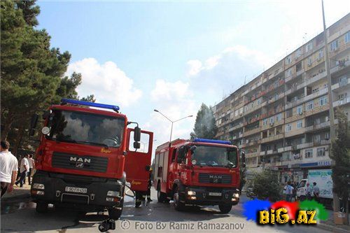 Bakıda sərnişin avtobusu yandı: 2 nəfər alov içində qalıb (FOTO)