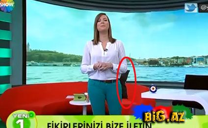 Xanım aparıcıya canlı efirdə yastıq şoku - VİDEO