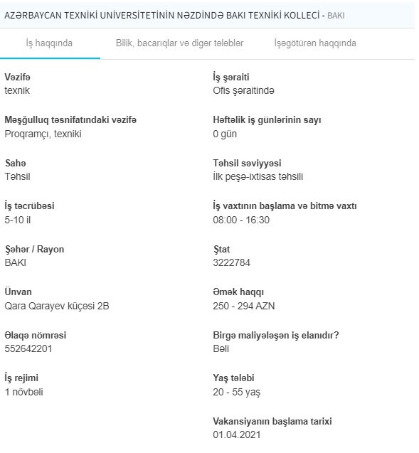 İşsizlərin NƏZƏRİNƏ! Dövlət iş yerlərini açıqladı - 2500 AZN maaş