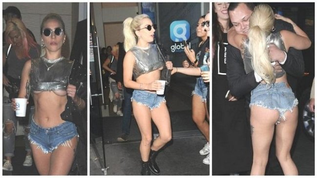 Lady Gaganın dekolteli geyimi şok etdi - FOTO