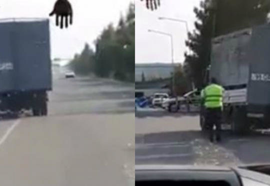 Sürücü "Qazel"i polisin üstünə sürdü – VİDEO