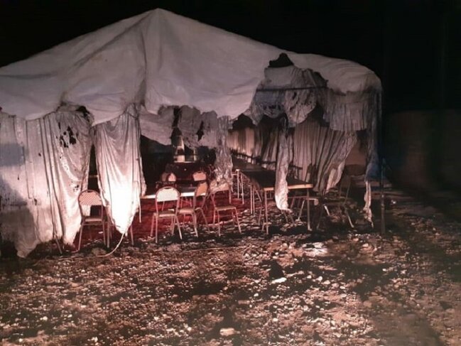 Azərbaycanda yas çadırı yandı - FOTO