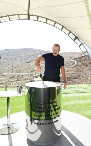 Prezident və Birinci vitse-prezident Şuşa Radio-Televiziya Yayım Stansiyasının təməlini qoyublar - FOTO