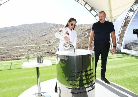 Prezident və Birinci vitse-prezident Şuşa Radio-Televiziya Yayım Stansiyasının təməlini qoyublar - FOTO