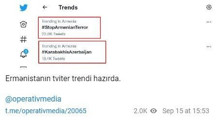 Azərbaycanlıların yaratdıqları həştəqlər Ermənistanda "Twitter" trendi oldu
