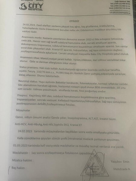 "Medera" hospitaldan əsassız ittihamlara reaksiya – VƏ YAXUD ÜMÜD ƏHMƏDOVU DİGƏR XƏSTƏXANALAR NƏ ÜÇÜN QƏBUL ETMƏMİŞDİ?