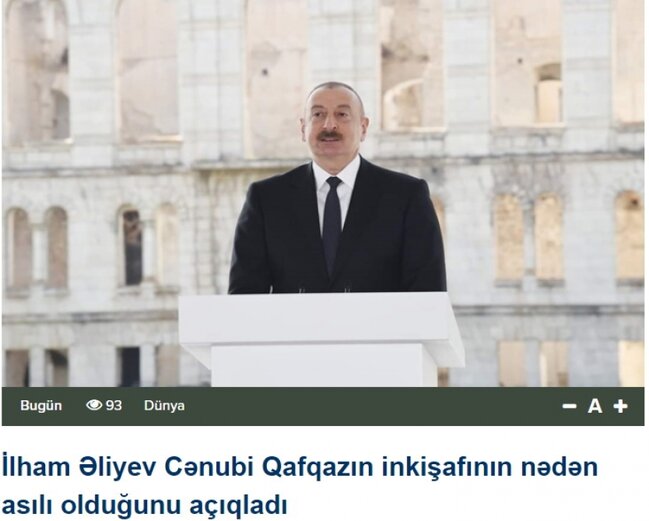 Prezident İlham Əliyevin Şuşada keçirilən Qlobal Media Forumdakı çıxışı Gürcüstan mətbuatının diqqət mərkəzində olub