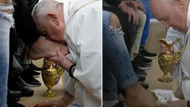 Roma Papası məhbusların ayaqlarını yuyub, öpdü - Aralarında müsəlman var - FOTO-VİDEO
