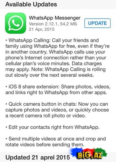 WhatsApp iPhone üçün zəng funksiyasını işə saldı