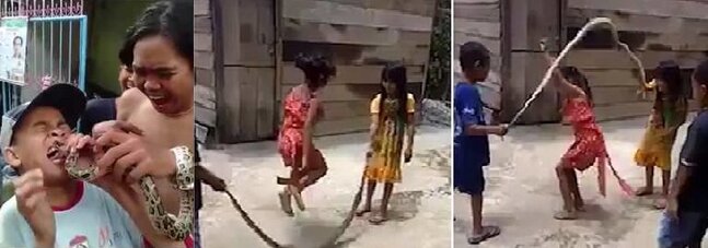 Bu ölkədə uşaqlar İLANLA oynayır - ŞOK VİDEOlar