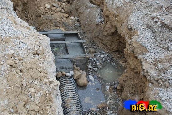 Yollarda yağış-kanalizasiya sistemi qurulur - FOTO
