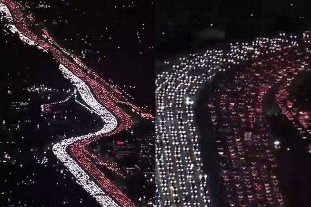 Los-Ancelesdəki trafik sıxlığının heyrətamiz görüntüsü izlənmə rekordu qırdı - VİDEO