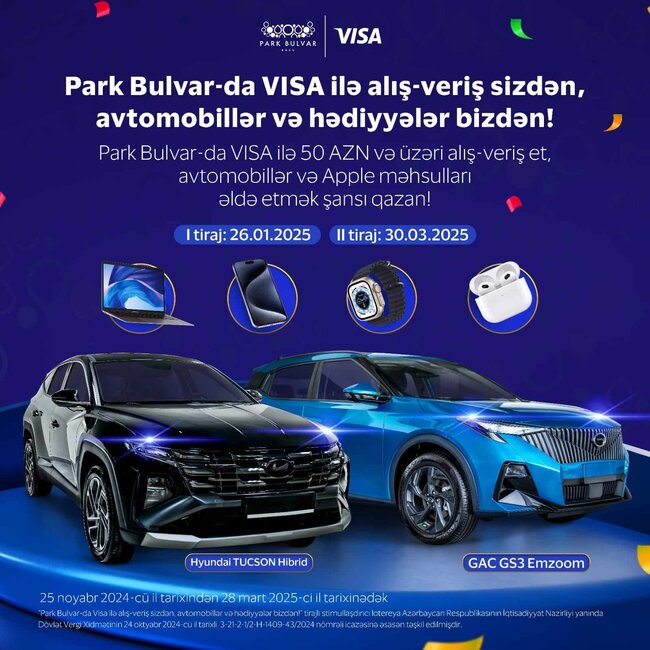 Park Bulvar" Ticarət Mərkəzində " VİSA" ilə möhtəşəm lotereya