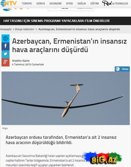 Türk mətbuatı: "Azərbaycan Ermənistanın pilotsuz uçan aparatlarını vurdu" - FOTO