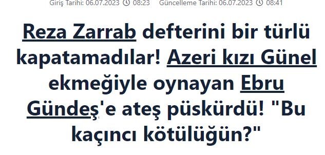 Türk mediası Ebrunun Günelə etdiklərindən yazdı