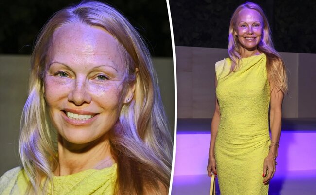 Pamela Anderson moda nümayişinə makiyajsız gəldi - Foto