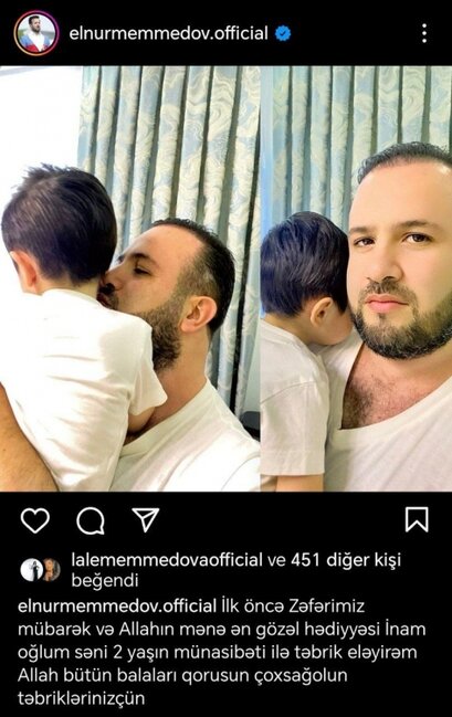 Elnur oğlu ilə bağlı paylaşım etdi - Foto