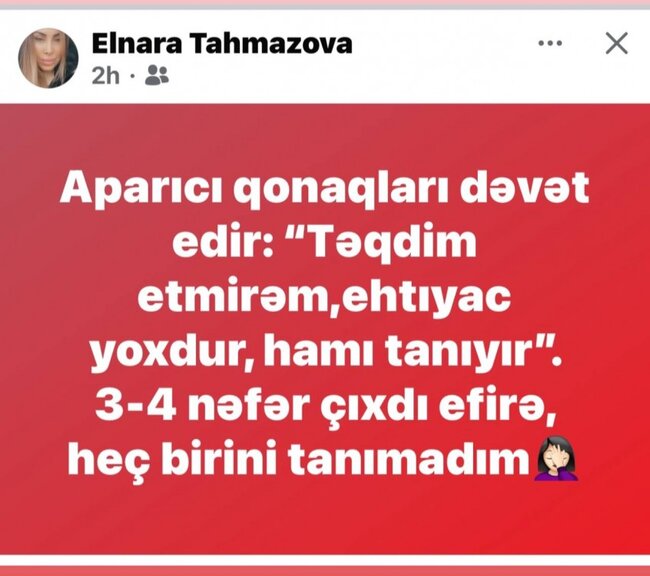 "Efirə çıxanların heç birini tanımadım"