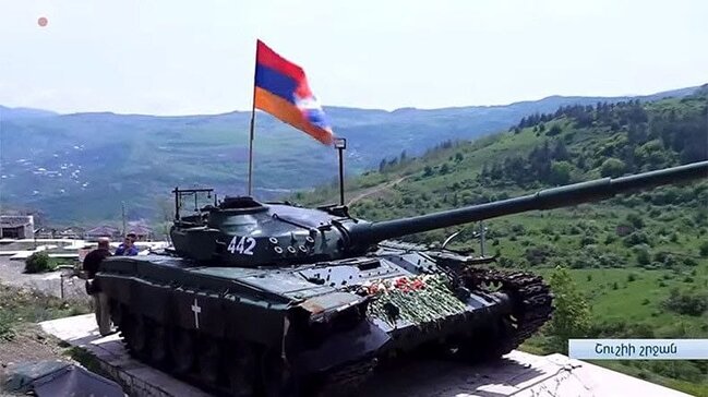 Şuşanın girişindəki tank abidəsi götürüldü - FOTOLAR
