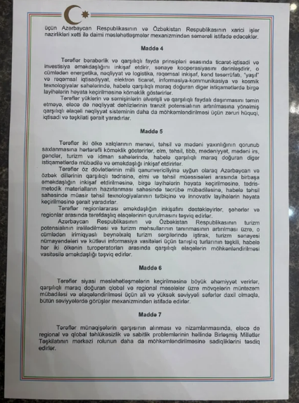 Azərbaycan və Özbəkistan arasında "Əbədi dostluq haqqında Müqavilə" imzalandı - FOTO