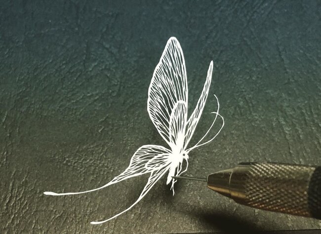 Skalpellə kağız üzərində cızdığı əsərlər görənləri heyran edir - FOTO