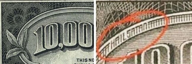 Dolların üzərində qeyri-adi yazı: "Şeytana salam"