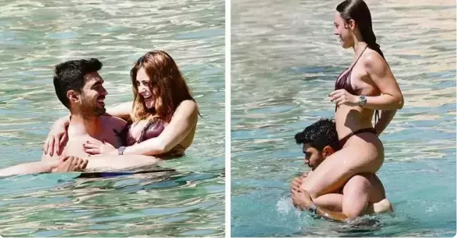 Memar sevgilisi ilə barışan aktrisanın dənizdə romantik anları