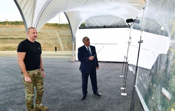 İlham Əliyev Ağdam-Füzuli avtomobil yolunun tikintisi ilə tanış olub - FOTO