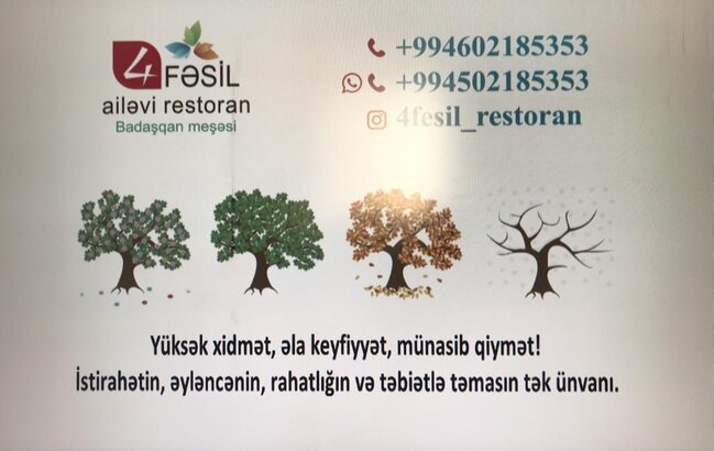 "4 FƏSİL" RESTORANI - Ailəvi istirahət üçün İDEAL MƏKAN - FOTO
