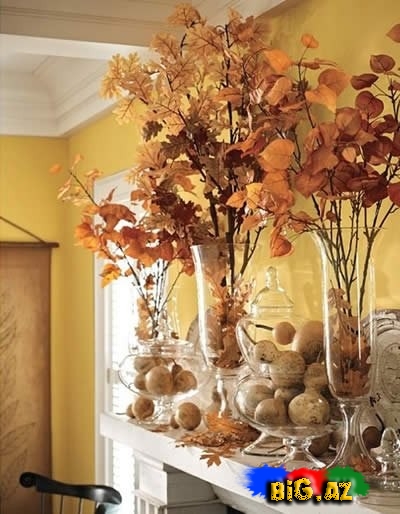 Payız yarpaqları ilə ev dekorasiyası - FOTO