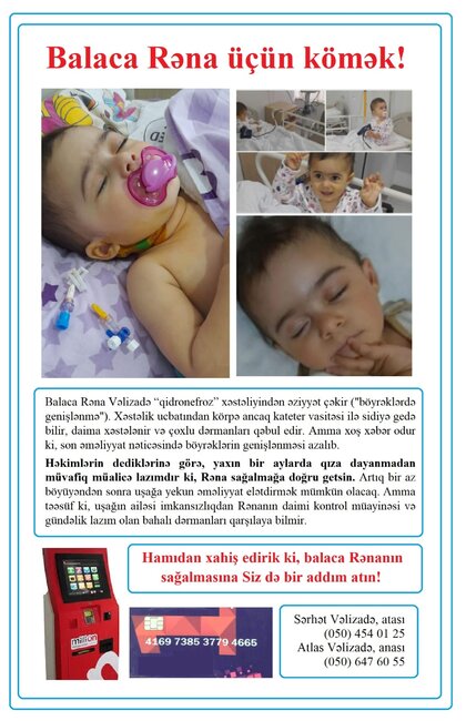 7 dəfə əməliyyat olunan balaca Rənanın dəstəyə ehtiyacı var - FOTO