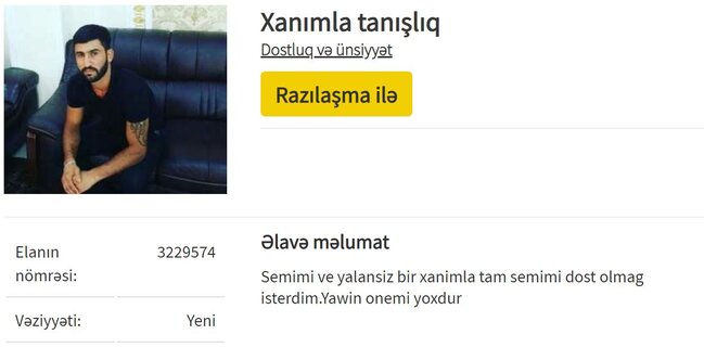 Alqı-satqı saytlarında BİABIRÇILIQ - 2 manata axtarılan qızlar... (FOTOLAR) FacebookTwitterWhatsAppDaha Çox