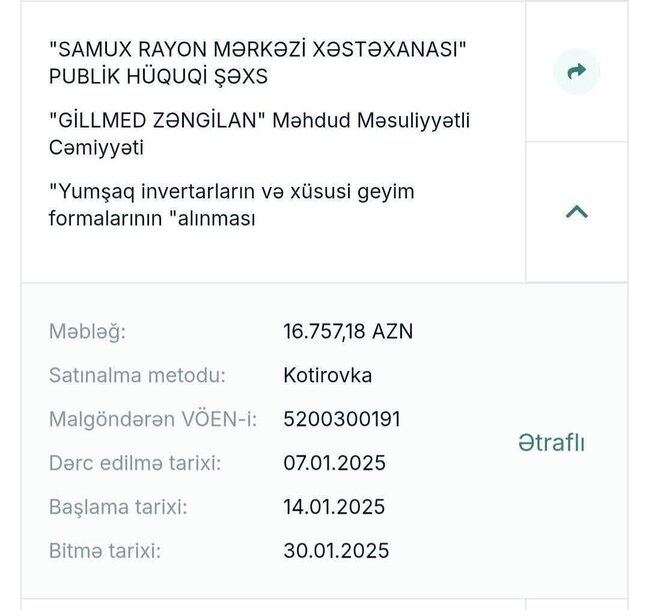 Samux Mərkəzi Xəstəxanasında tender oyunu