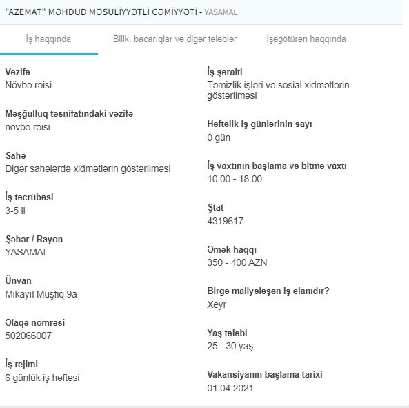 İşsizlərin NƏZƏRİNƏ! Dövlət iş yerlərini açıqladı - 2500 AZN maaş