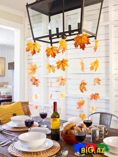 Payız yarpaqları ilə ev dekorasiyası - FOTO