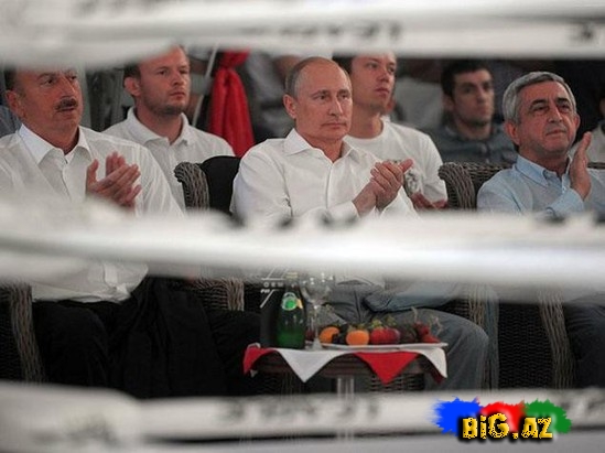 İlham Əliyev, Putin və Sarkisyan sambo yarışlarını izləyiblər - FOTO