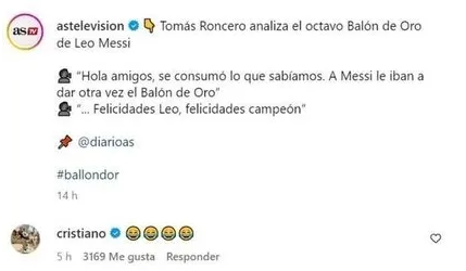 Ronaldo Messiyə lağ etdi: "Ballon d'Or" onun haqqı deyildi