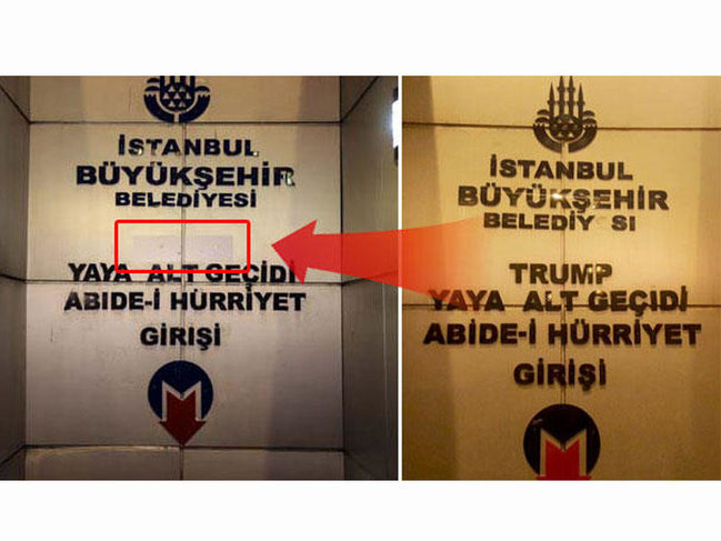 İstanbulda yeraltı keçiddən Trampın adı götürüldü