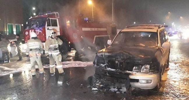 Qazaxıstanda biznesmenin avtomobili partladıldı