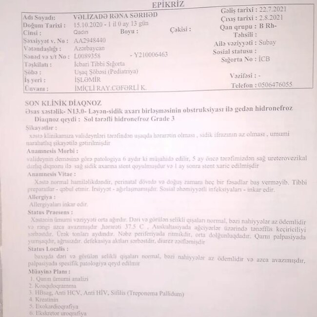 7 dəfə əməliyyat olunan balaca Rənanın dəstəyə ehtiyacı var - FOTO