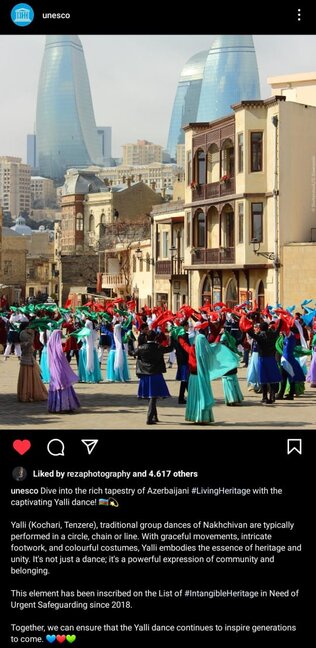 UNESCO Azərbaycanın milli rəqsi ilə bağlı PAYLAŞIM ETDİ -FOTO