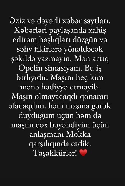 Hissə yeni maşını kim hədiyyə edib? - AÇIQLAMA